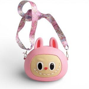 Cute Pink Bunny Crossbody Bag - Silicone Novelty Shoulder Purse